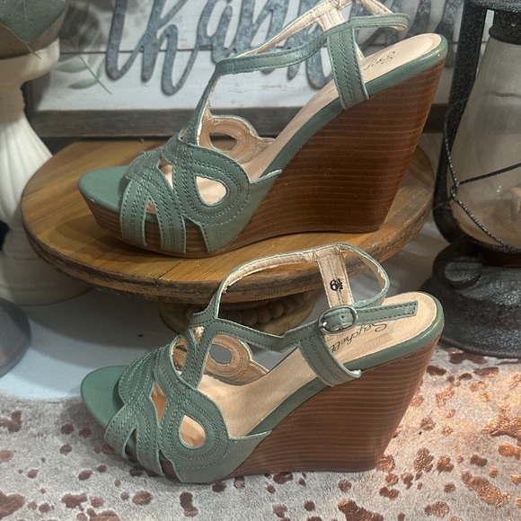 Seychelles sage green  Wedge Sandals - Picture 2 of 8